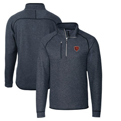 Chicago Bears Cutter & Buck Throwback Logo Mainsail Sweater-Knit Half-Zip Pullover Jacket Heather Navy | NFL