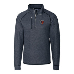 Chicago Bears Cutter & Buck Throwback Logo Mainsail Sweater-Knit Half-Zip Pullover Jacket Heather Navy | NFL