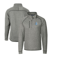 Detroit Lions Cutter & Buck Throwback Logo Mainsail Sweater-Knit Half-Zip Pullover Jacket Heather Gray | NFL