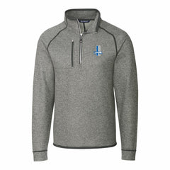 Detroit Lions Cutter & Buck Throwback Logo Mainsail Sweater-Knit Half-Zip Pullover Jacket Heather Gray | NFL