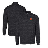 Cincinnati Bengals Cutter & Buck Throwback Logo Traverse Camo Print Stretch Quarter-Zip Pullover Top Black | NFL