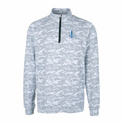 Detroit Lions Cutter & Buck Throwback Logo Traverse Camo Print Stretch Quarter-Zip Pullover Top Charcoal | NFL