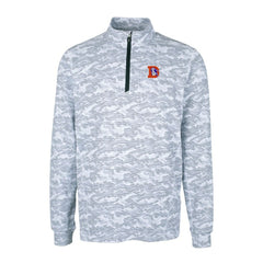 Denver Broncos Cutter & Buck Throwback Logo Traverse Camo Print Stretch Quarter-Zip Pullover Top Charcoal | NFL