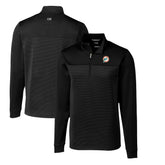 Miami Dolphins Cutter & Buck Throwback Logo Traverse Stripe Stretch Quarter-Zip Pullover Top Black | NFL
