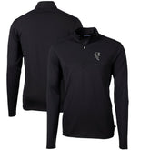 Atlanta Falcons Cutter & Buck Throwback Logo Virtue Eco Pique Recycled Quarter-Zip Pullover Top Black | NFL