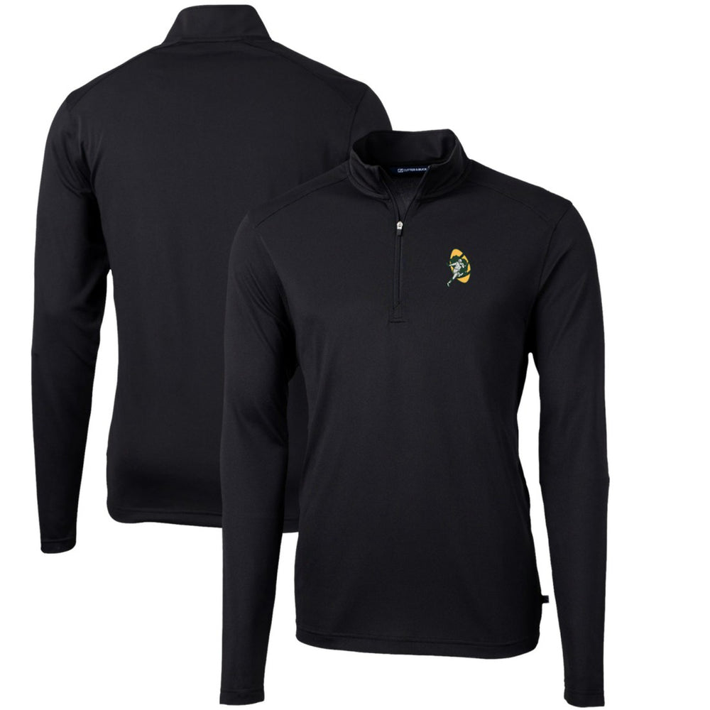 Green Bay Packers Cutter & Buck Throwback Logo Virtue Eco Pique Recycled Quarter-Zip Pullover Top Black | NFL