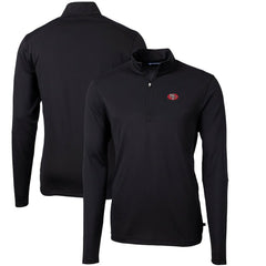 San Francisco 49ers Cutter & Buck Throwback Logo Virtue Eco Pique Recycled Quarter-Zip Pullover Top Black | NFL