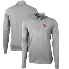 Denver Broncos Cutter & Buck Throwback Logo Virtue Eco Pique Recycled Quarter-Zip Pullover Top Gray | NFL