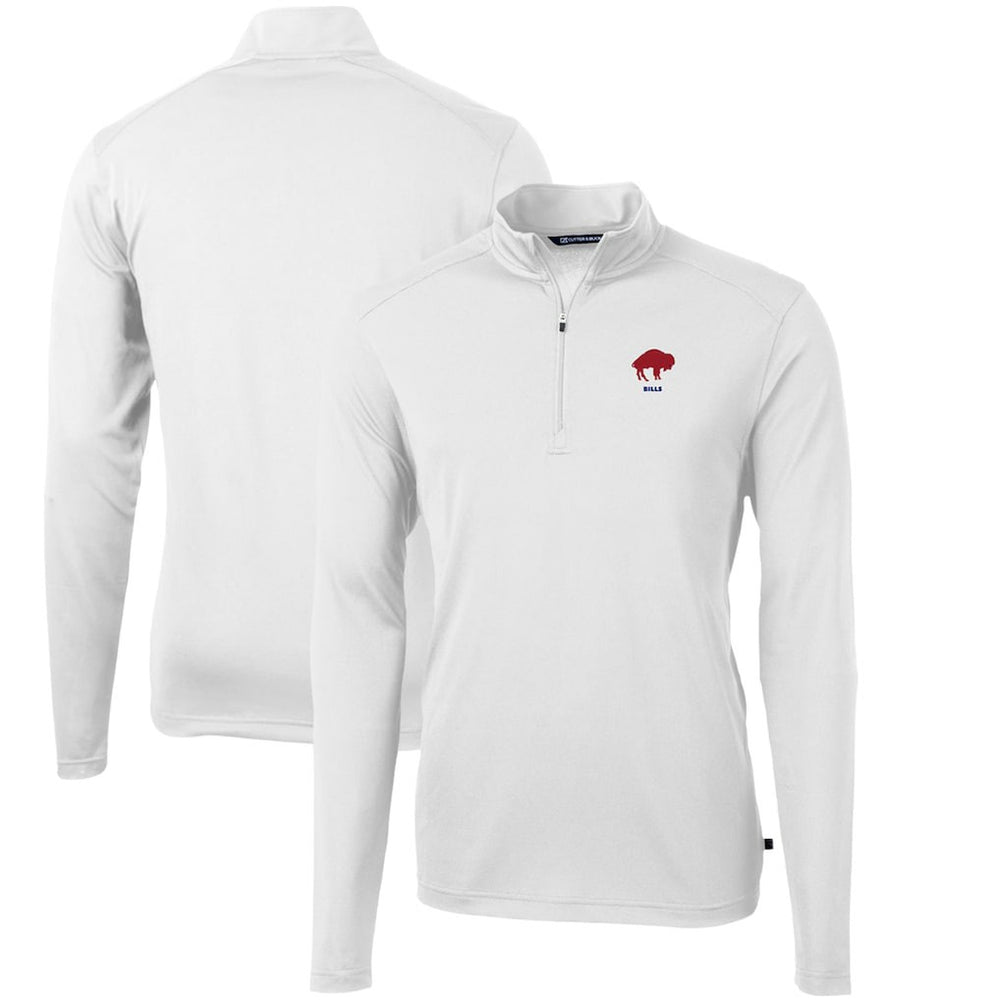 Buffalo Bills Cutter & Buck Throwback Logo Virtue Eco Pique Recycled Quarter-Zip Pullover Top White | NFL