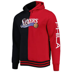 Philadelphia 76ers Hardwood Classics Split Pullover Hoodie Black/Red - NBA