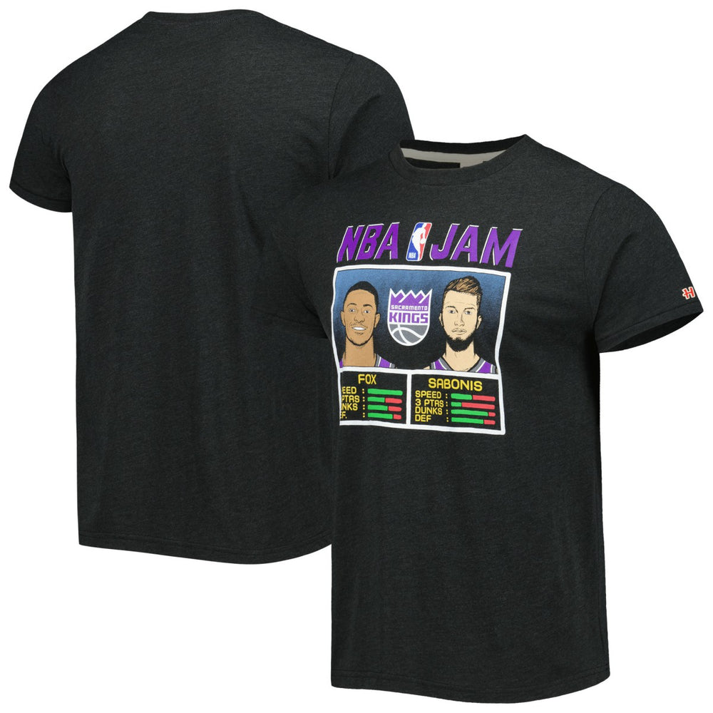 De'Aaron Fox & Domantas Sabonis Sacramento Kings Homage NBA Jam Tri-Blend T-Shirt Charcoal - NBA