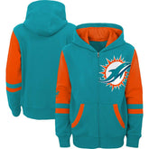 Miami Dolphins Youth Colorblock Full-Zip Hoodie Aqua | NFL