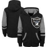 Las Vegas Raiders Youth Colorblock Full-Zip Hoodie Black | NFL