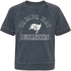Tampa Bay Buccaneers Girls Juniors Cheer Squad Raglan T-Shirt Heather Charcoal | NFL