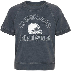 Cleveland Browns Girls Juniors Cheer Squad Raglan T-Shirt Heather Charcoal | NFL