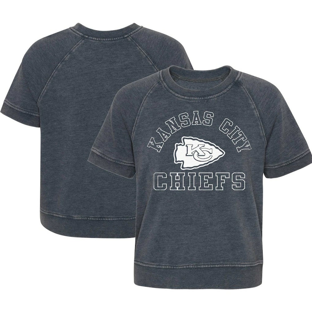 Kansas City Chiefs Girls Juniors Cheer Squad Raglan T-Shirt Heather Charcoal | NFL