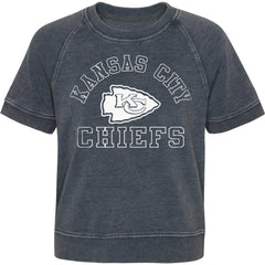 Kansas City Chiefs Girls Juniors Cheer Squad Raglan T-Shirt Heather Charcoal | NFL