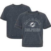 Miami Dolphins Girls Juniors Cheer Squad Raglan T-Shirt Heather Charcoal | NFL