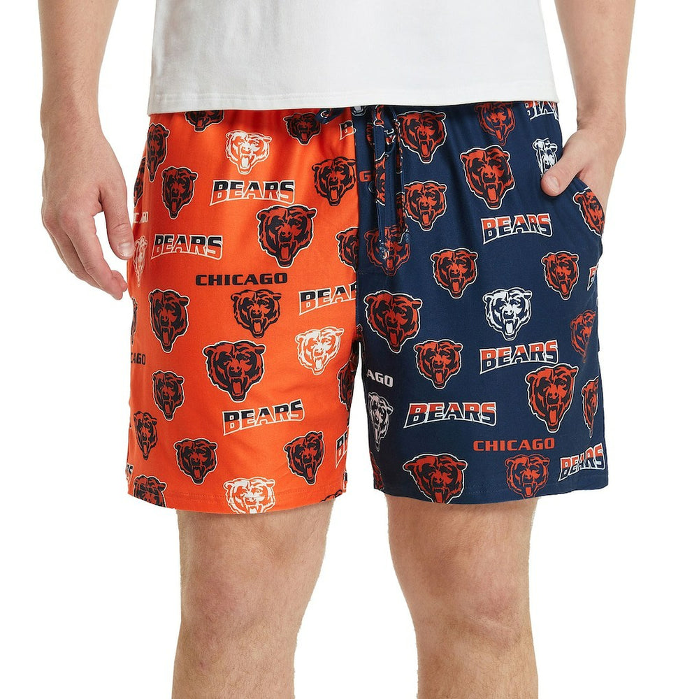 Chicago Bears Concepts Sport Breakthrough AOP Knit Split Shorts Navy/Orange | NFL