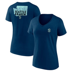 Seattle Kraken Women's Territorial V-Neck T-Shirt - Deep Sea Blue - NHL