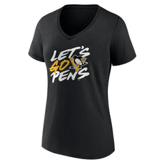 Pittsburgh Penguins Women's Proclamation V-Neck T-Shirt - Black - NHL