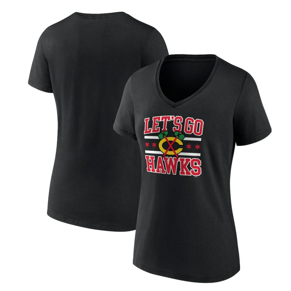 Chicago Blackhawks Women's Represent V-Neck T-Shirt - Black - NHL