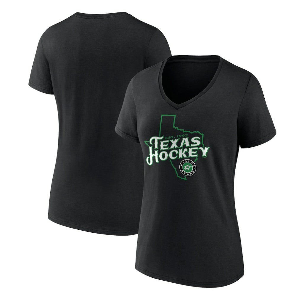 Dallas Stars Women's Represent V-Neck T-Shirt - Black - NHL
