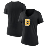 Boston Bruins Women's Alternate Logo V-Neck T-Shirt - Black - NHL