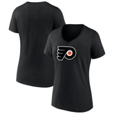 Philadelphia Flyers Women's Alternate Logo V-Neck T-Shirt - Black - NHL