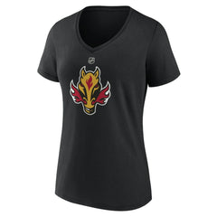Calgary Flames Women's Alternate Logo V-Neck T-Shirt - Black - NHL