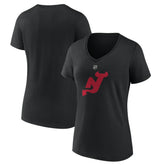 New Jersey Devils Women's Alternate Logo V-Neck T-Shirt - Black - NHL