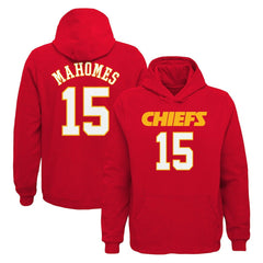 Patrick Mahomes Kansas City Chiefs Youth Mainliner Player Name & Number Pullover Hoodie Red | NFL