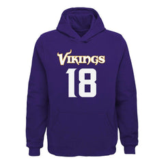 Justin Jefferson Minnesota Vikings Youth Mainliner Player Name & Number Pullover Hoodie Purple | NFL