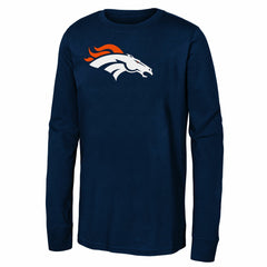 Denver Broncos Youth Primary Logo Long Sleeve T-Shirt Navy | NFL