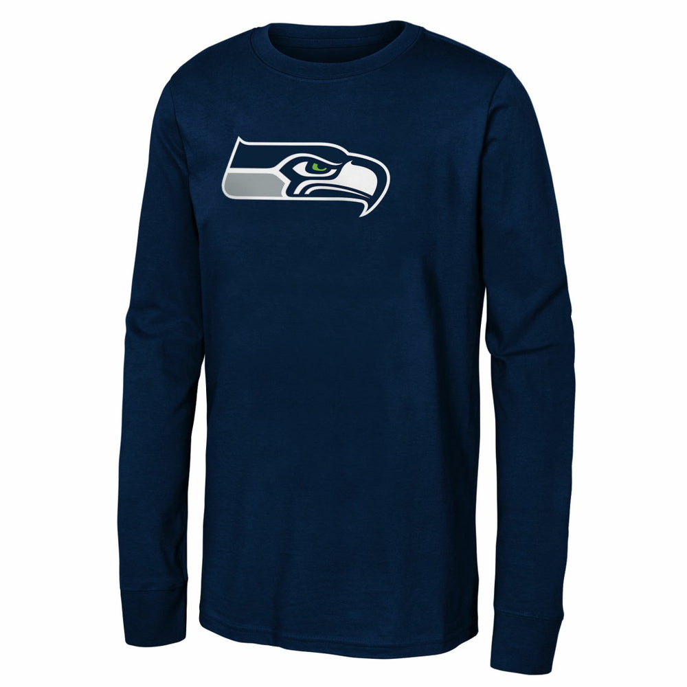 Seattle Seahawks Youth Primary Logo Long Sleeve T-Shirt College Navy | NFL