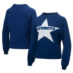 Dallas Cowboys Lauren James Women's Wordmark Star Raglan Pullover Sweater Navy | NFL