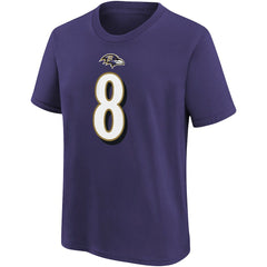 Lamar Jackson Baltimore Ravens Youth Player Name & Number T-Shirt Purple | Nike for Sale