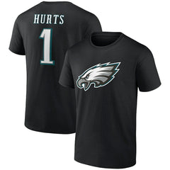 Jalen Hurts Philadelphia Eagles Icon Player Name & Number T-Shirt Black | NFL