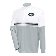 New York Jets Antigua Bender Quarter-Zip Pullover Top White/Black | NFL