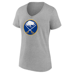 Buffalo Sabres Women's Primary Logo Team V-Neck T-Shirt - Heather Gray - NHL