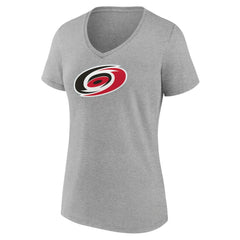 Carolina Hurricanes Women's Primary Logo Team V-Neck T-Shirt - Heather Gray - NHL