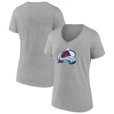 Colorado Avalanche Women's Primary Logo Team V-Neck T-Shirt - Heather Gray - NHL