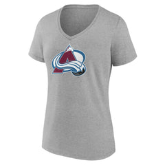 Colorado Avalanche Women's Primary Logo Team V-Neck T-Shirt - Heather Gray - NHL