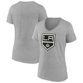 Los Angeles Kings Women's Primary Logo Team V-Neck T-Shirt - Heather Gray - NHL