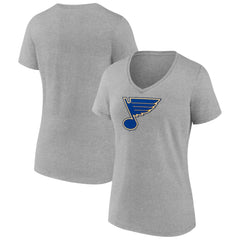 St. Louis Blues Women's Primary Logo Team V-Neck T-Shirt - Heather Gray - NHL