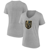 Vegas Golden Knights Women's Primary Logo Team V-Neck T-Shirt - Heather Gray - NHL