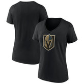 Vegas Golden Knights Women's Team Primary Logo V-Neck T-Shirt - Black - NHL