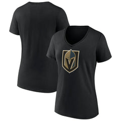 Vegas Golden Knights Women's Team Primary Logo V-Neck T-Shirt - Black - NHL