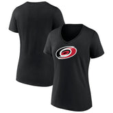 Carolina Hurricanes Women's Team Primary Logo V-Neck T-Shirt - Black - NHL