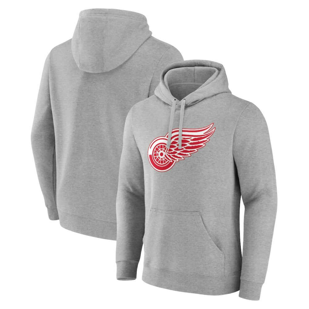 Detroit Red Wings Primary Team Logo Pullover Hoodie - Gray - NHL